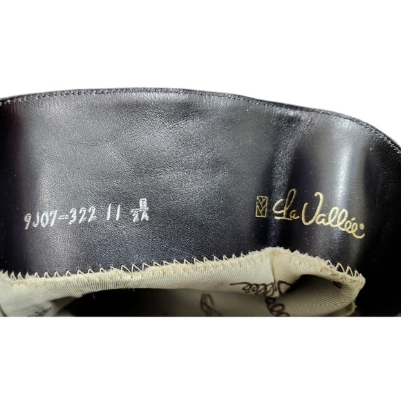 La Vallee Vintage Boots Size 11 Black Leather Pull On New Condition - Picture 15 of 16